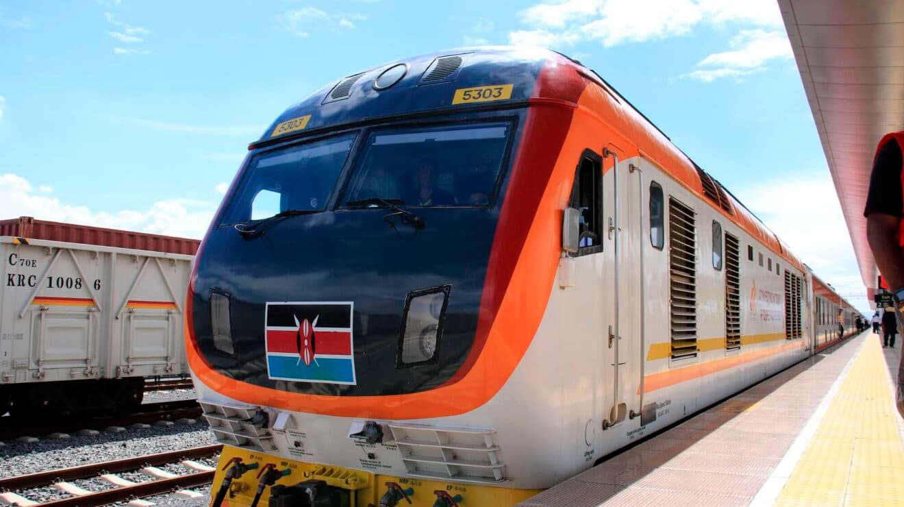 High-speed train through mountain valley